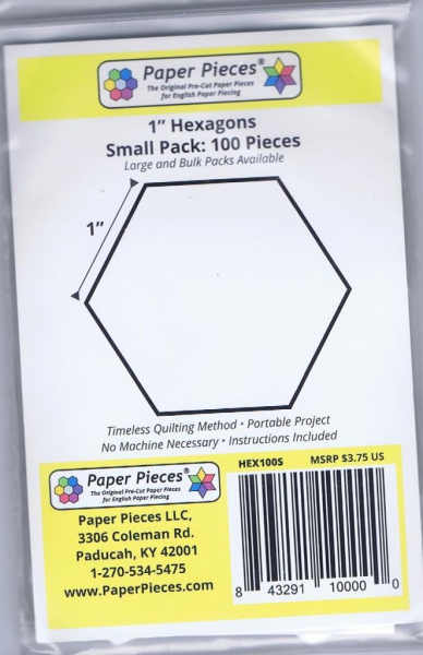 Patchworkkarton Hexagon 1 inch, 100 St/P